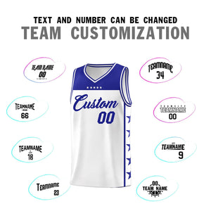 Custom White Royal Color Block Sets Sports Uniform Basketball Jersey