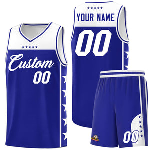 Custom Royal White Color Block Sets Sports Uniform Basketball Jersey