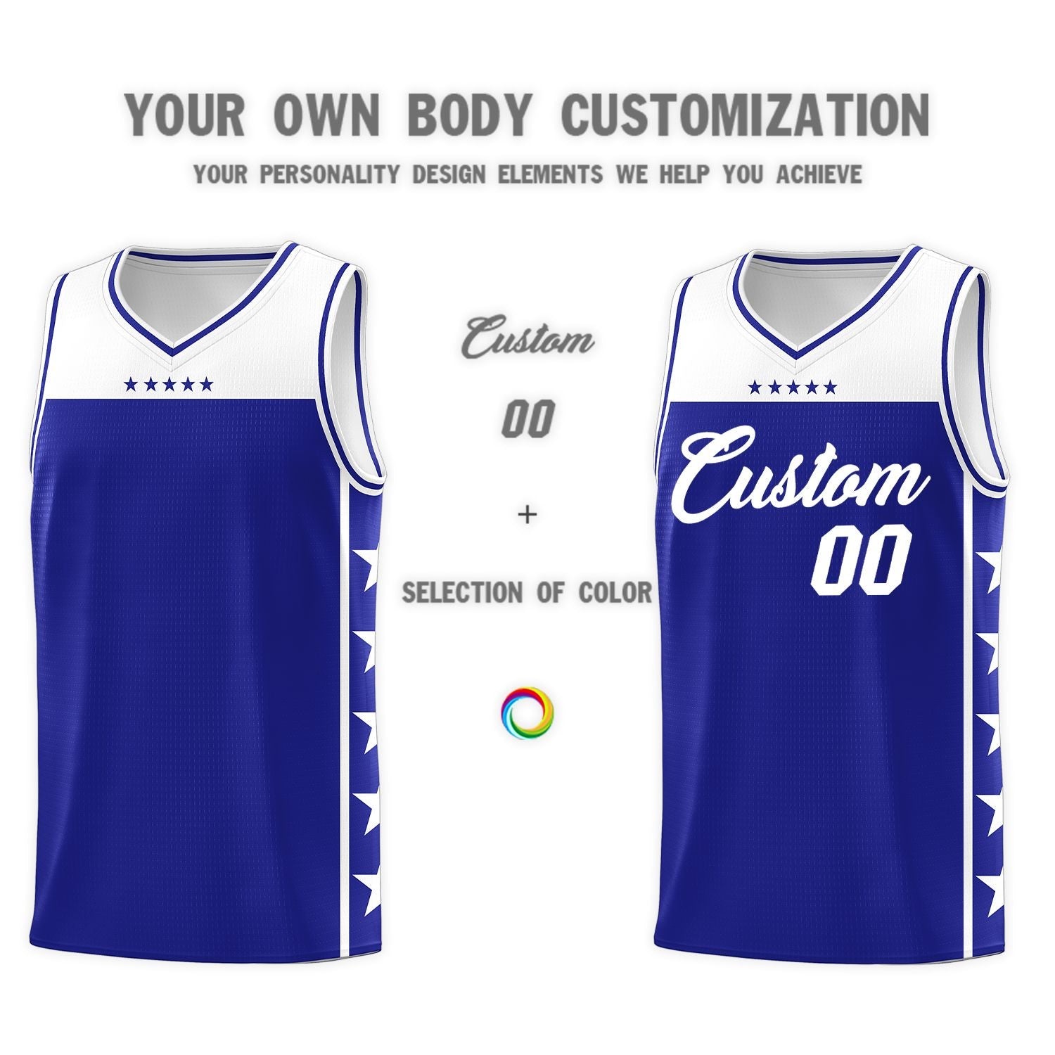 Custom Royal White Color Block Sets Sports Uniform Basketball Jersey