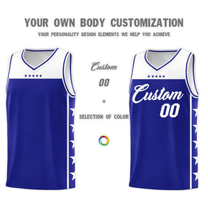 Custom Royal White Color Block Sets Sports Uniform Basketball Jersey