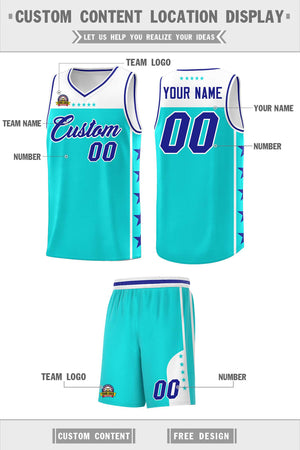 Custom Sky Blue Royal Color Block Sets Sports Uniform Basketball Jersey