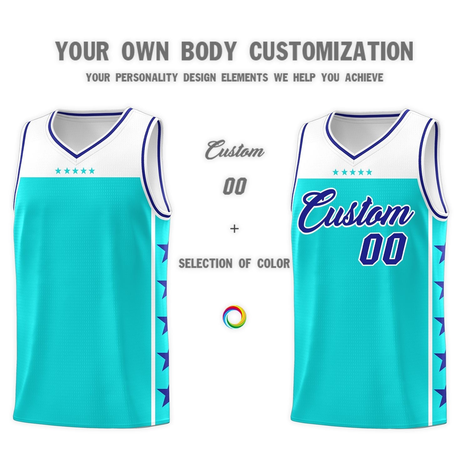 Custom Sky Blue Royal Color Block Sets Sports Uniform Basketball Jersey