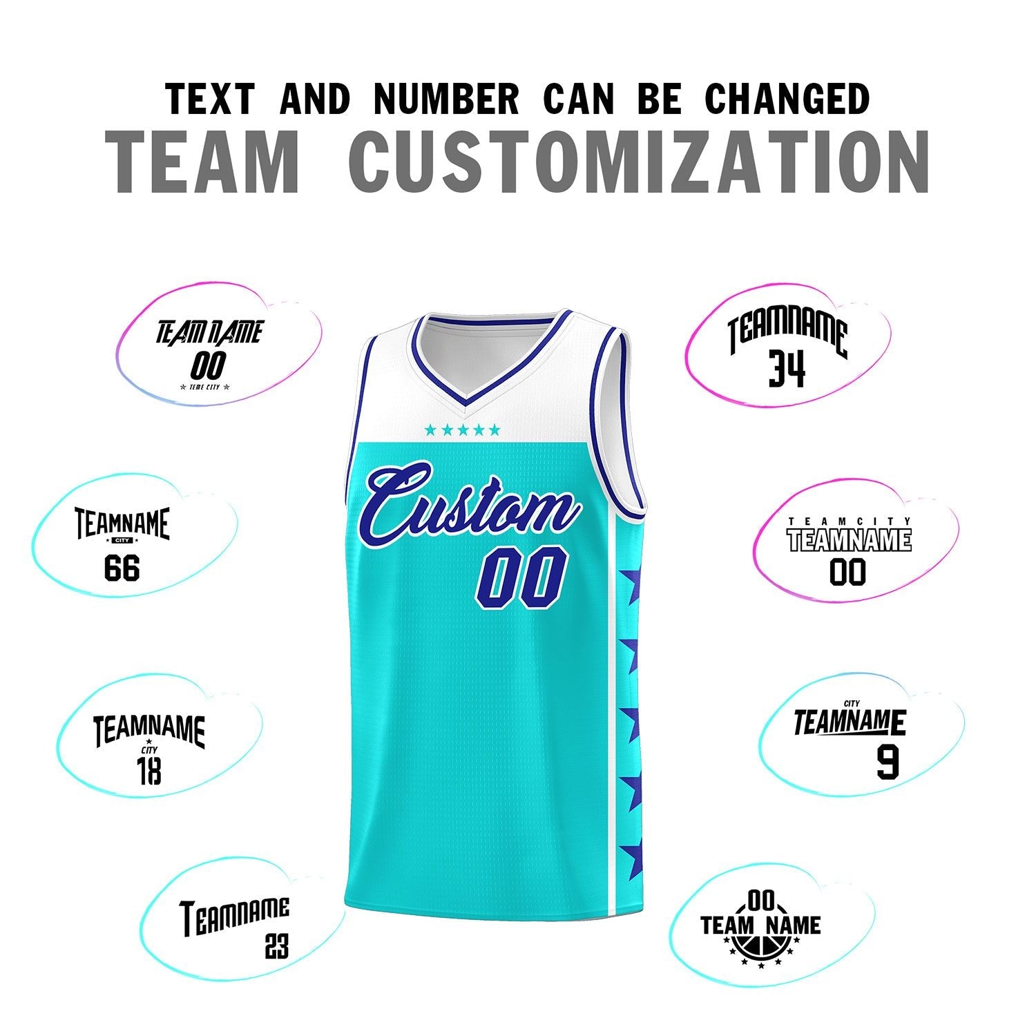 Custom Sky Blue Royal Color Block Sets Sports Uniform Basketball Jersey