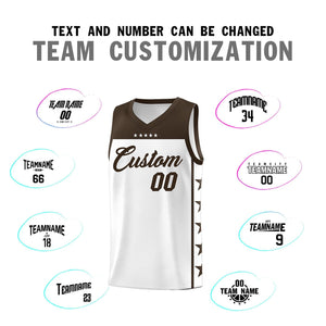 Custom White Brown Color Block Sets Sports Uniform Basketball Jersey