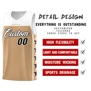 Custom Old Gold White Color Block Sets Sports Uniform Basketball Jersey