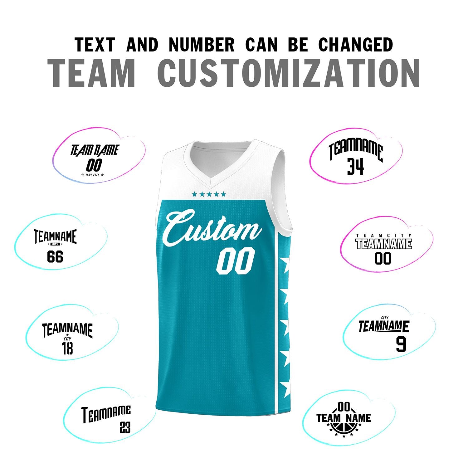 Custom Aqua White Color Block Sets Sports Uniform Basketball Jersey