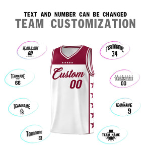 Custom White Crimson Color Block Sets Sports Uniform Basketball Jersey