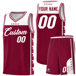 Custom Crimson White Color Block Sets Sports Uniform Basketball Jersey