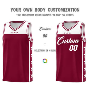 Custom Crimson White Color Block Sets Sports Uniform Basketball Jersey