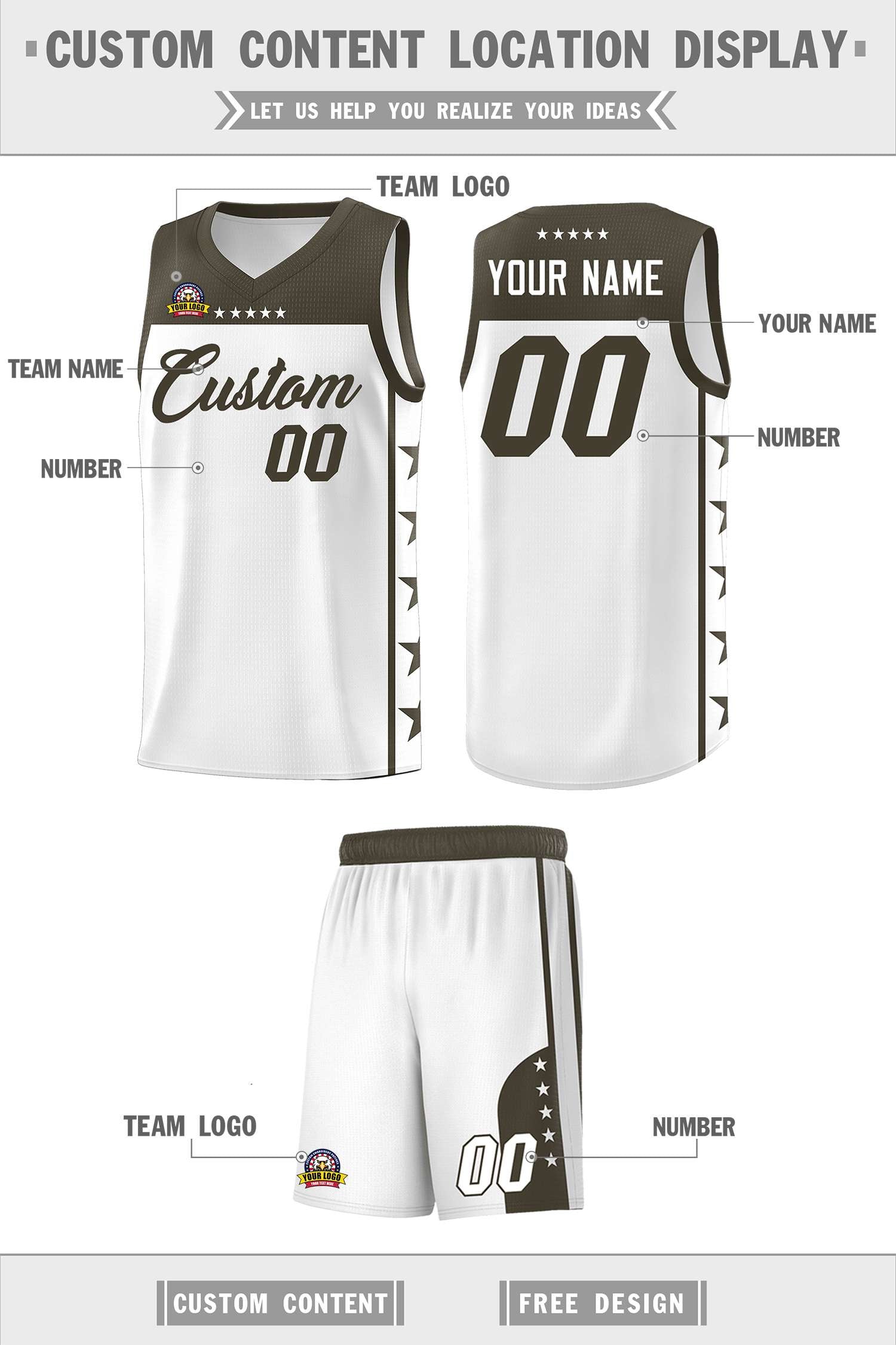 Custom White Olive Color Block Sets Sports Uniform Basketball Jersey