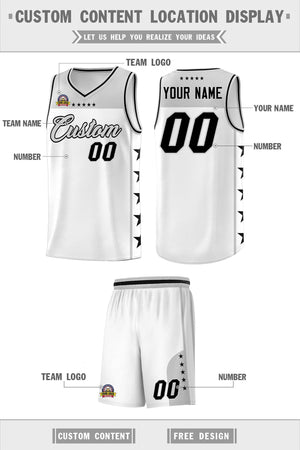 Custom White Gray Color Block Sets Sports Uniform Basketball Jersey