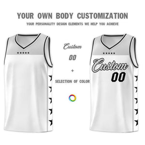 Custom White Gray Color Block Sets Sports Uniform Basketball Jersey