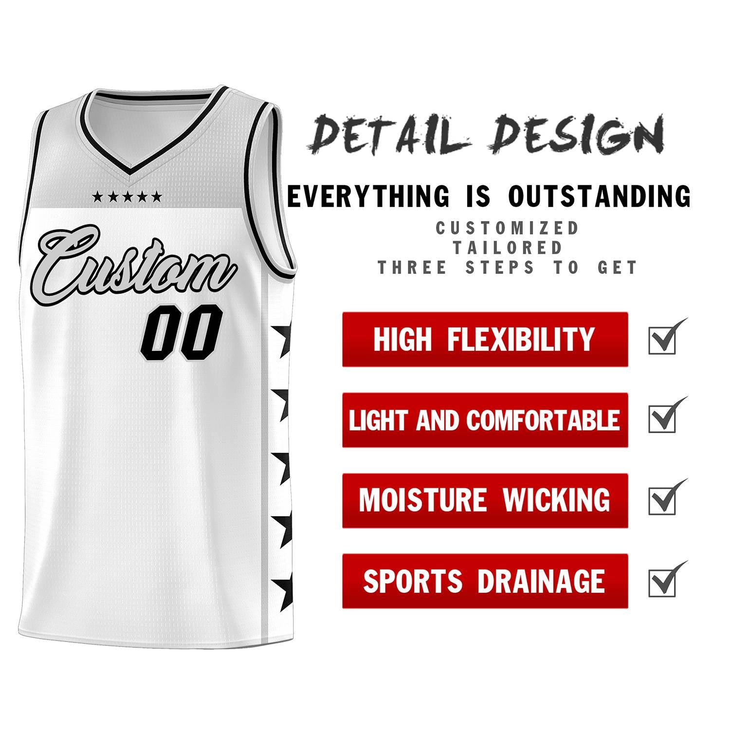 Custom White Gray Color Block Sets Sports Uniform Basketball Jersey