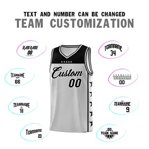 Custom Gray Black Color Block Sets Sports Uniform Basketball Jersey