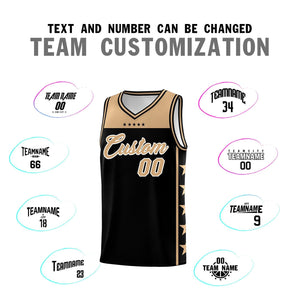 Custom Black Old Gold Color Block Sets Sports Uniform Basketball Jersey