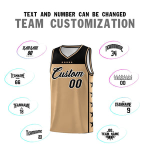 Custom Old Gold Black Color Block Sets Sports Uniform Basketball Jersey