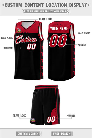 Custom Black Red Color Block Sets Sports Uniform Basketball Jersey