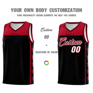 Custom Black Red Color Block Sets Sports Uniform Basketball Jersey