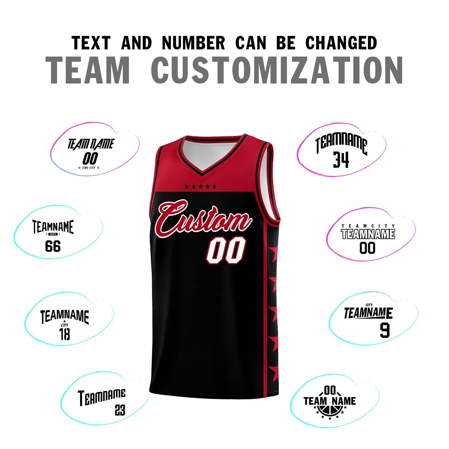 Custom Black Red Color Block Sets Sports Uniform Basketball Jersey