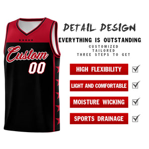 Custom Black Red Color Block Sets Sports Uniform Basketball Jersey