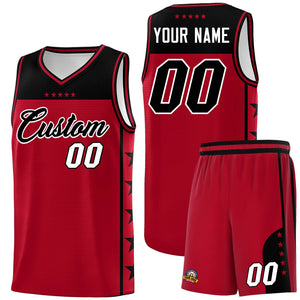 Custom Red Black Color Block Sets Sports Uniform Basketball Jersey