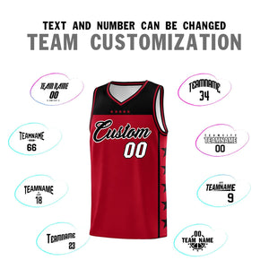 Custom Red Black Color Block Sets Sports Uniform Basketball Jersey