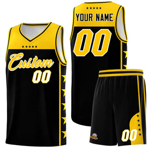 Custom Black Yellow Color Block Sets Sports Uniform Basketball Jersey