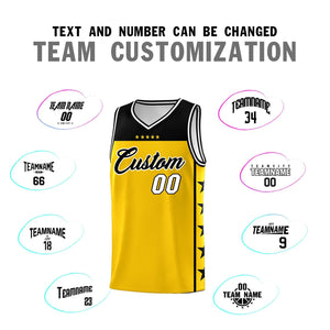 Custom Gold Black Color Block Sets Sports Uniform Basketball Jersey