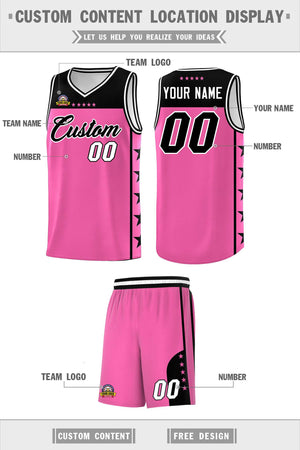 Custom Pink Black Color Block Sets Sports Uniform Basketball Jersey