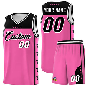 Custom Pink Black Color Block Sets Sports Uniform Basketball Jersey