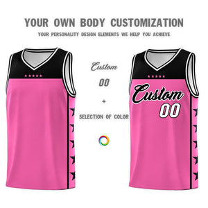 Custom Pink Black Color Block Sets Sports Uniform Basketball Jersey