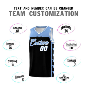 Custom Black Light Blue Color Block Sets Sports Uniform Basketball Jersey