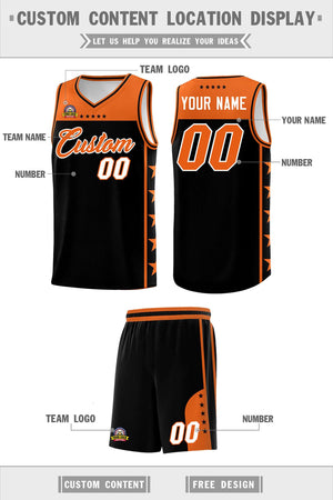 Custom Black Orange Color Block Sets Sports Uniform Basketball Jersey