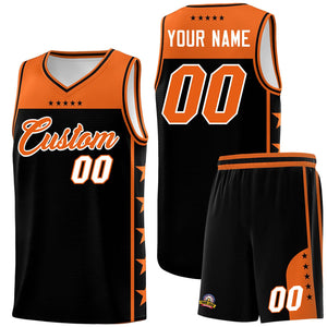 Custom Black Orange Color Block Sets Sports Uniform Basketball Jersey