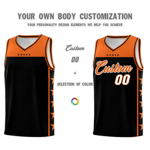 Custom Black Orange Color Block Sets Sports Uniform Basketball Jersey