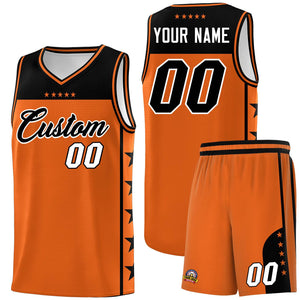 Custom Orange Black Color Block Sets Sports Uniform Basketball Jersey