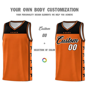 Custom Orange Black Color Block Sets Sports Uniform Basketball Jersey