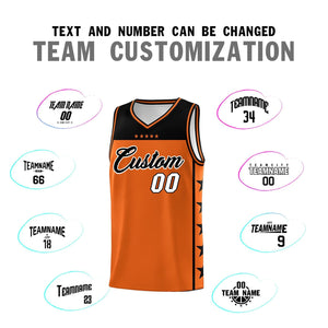 Custom Orange Black Color Block Sets Sports Uniform Basketball Jersey