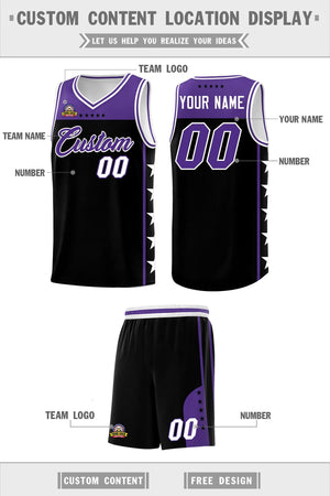 Custom Black Purple Color Block Sets Sports Uniform Basketball Jersey