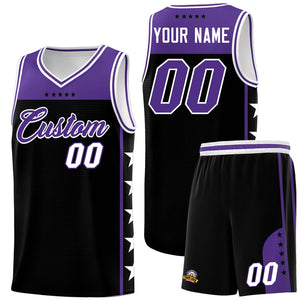 Custom Black Purple Color Block Sets Sports Uniform Basketball Jersey