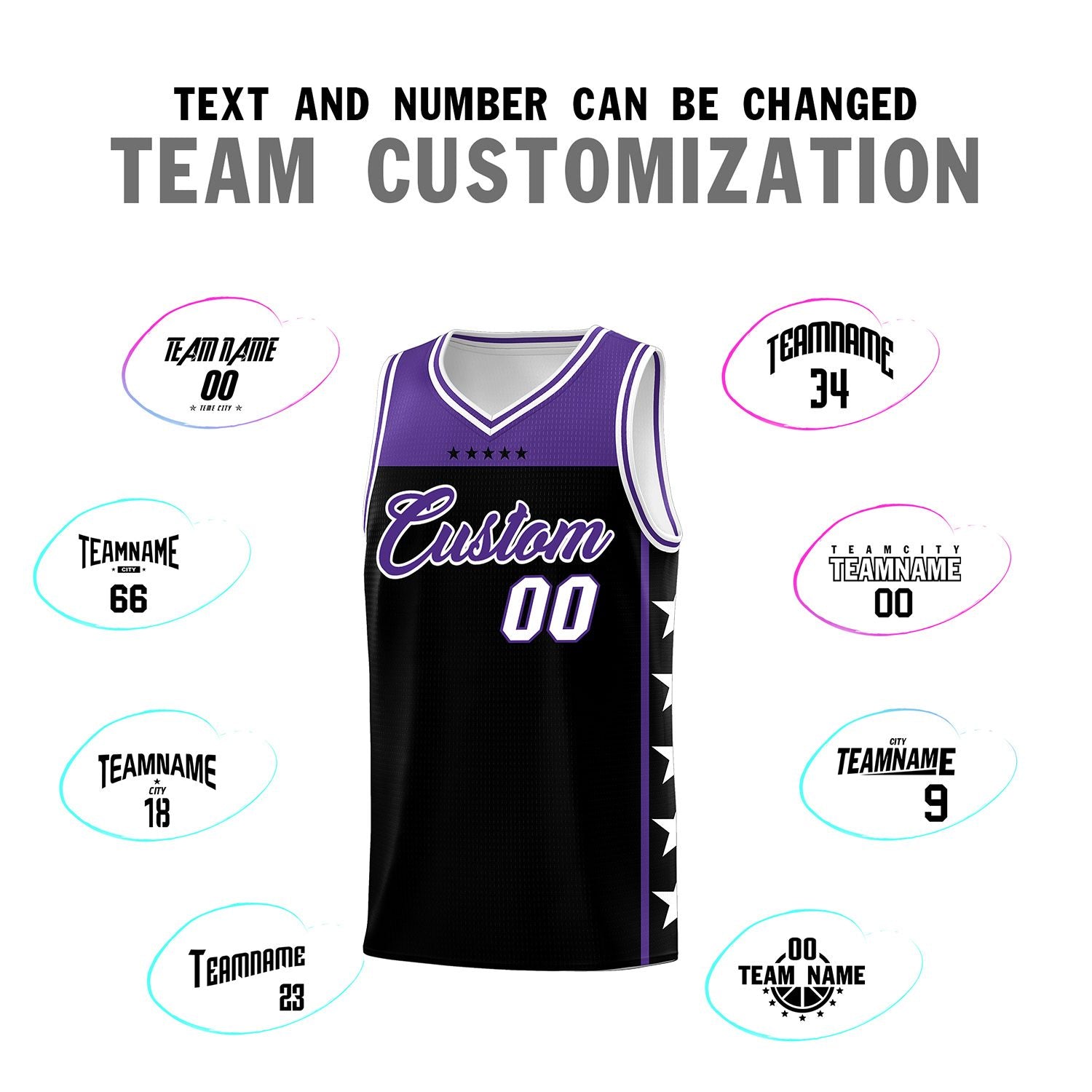 Custom Black Purple Color Block Sets Sports Uniform Basketball Jersey