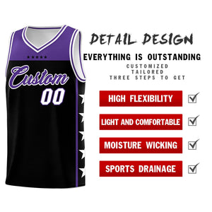 Custom Black Purple Color Block Sets Sports Uniform Basketball Jersey