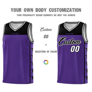 Custom Purple Black Color Block Sets Sports Uniform Basketball Jersey