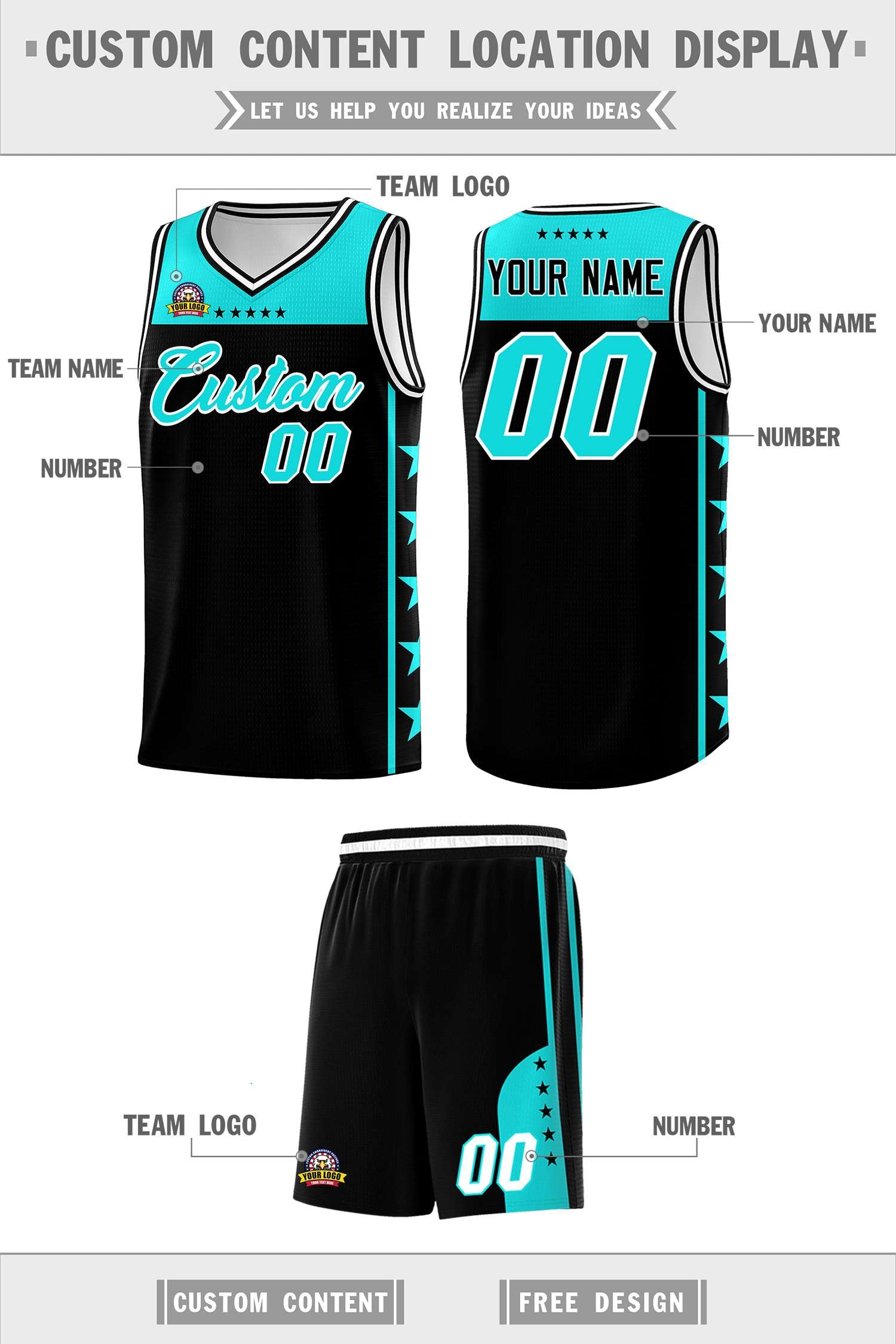 Custom Black Bright Green Color Block Sets Sports Uniform Basketball Jersey