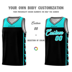 Custom Black Bright Green Color Block Sets Sports Uniform Basketball Jersey