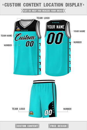 Custom Bright Green Black Color Block Sets Sports Uniform Basketball Jersey