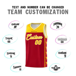 Custom Red Yellow Color Block Sets Sports Uniform Basketball Jersey