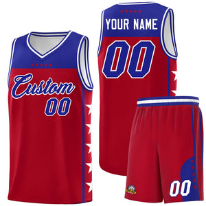 Custom Red Royal Color Block Sets Sports Uniform Basketball Jersey