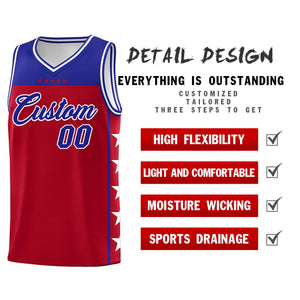 Custom Red Royal Color Block Sets Sports Uniform Basketball Jersey