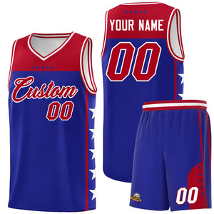 Custom Royal Red Color Block Sets Sports Uniform Basketball Jersey